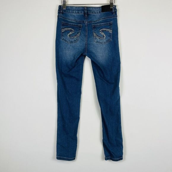 SILVER Lightly Distressed Sasha Skinny Straight Denim Jeans Sz 12 146 cm‎ Girls - Picture 6 of 8